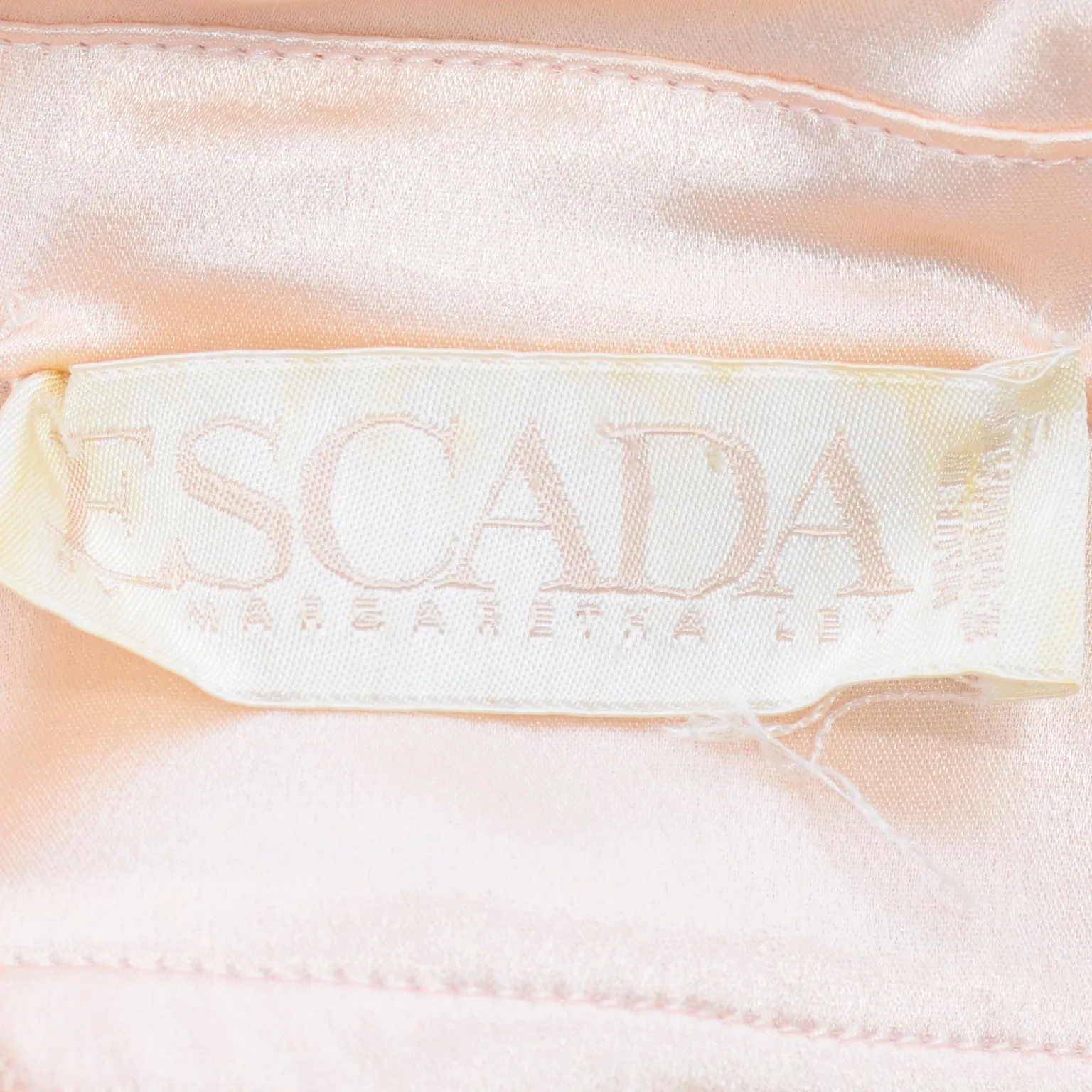 1980s Escada Margaretha Ley Silk Blend Sweater in Nude Pink w Satin Trim