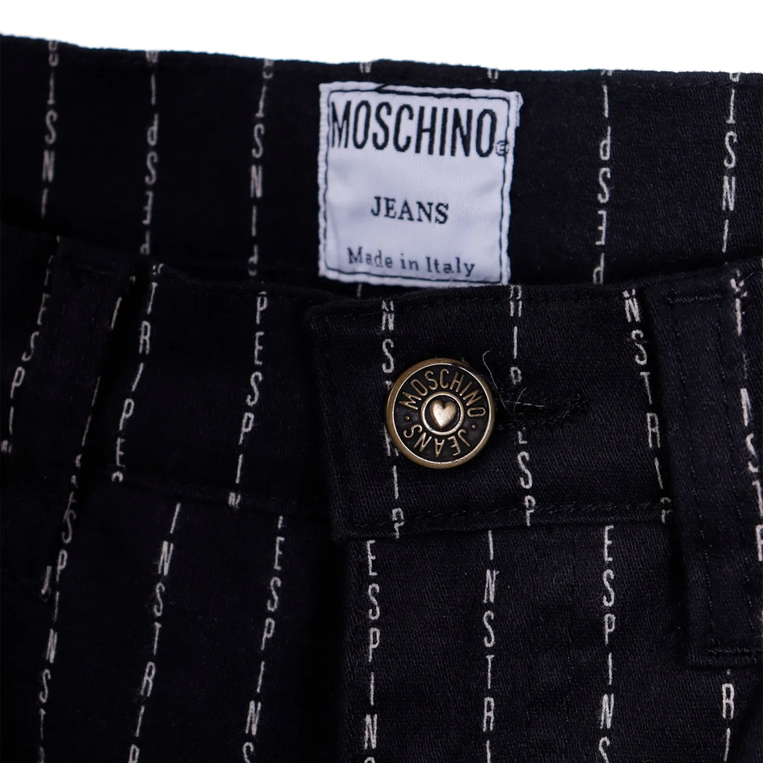 1990s Vintage Franco Moschino Jeans Deadstock Pants w The Word Pinstripes