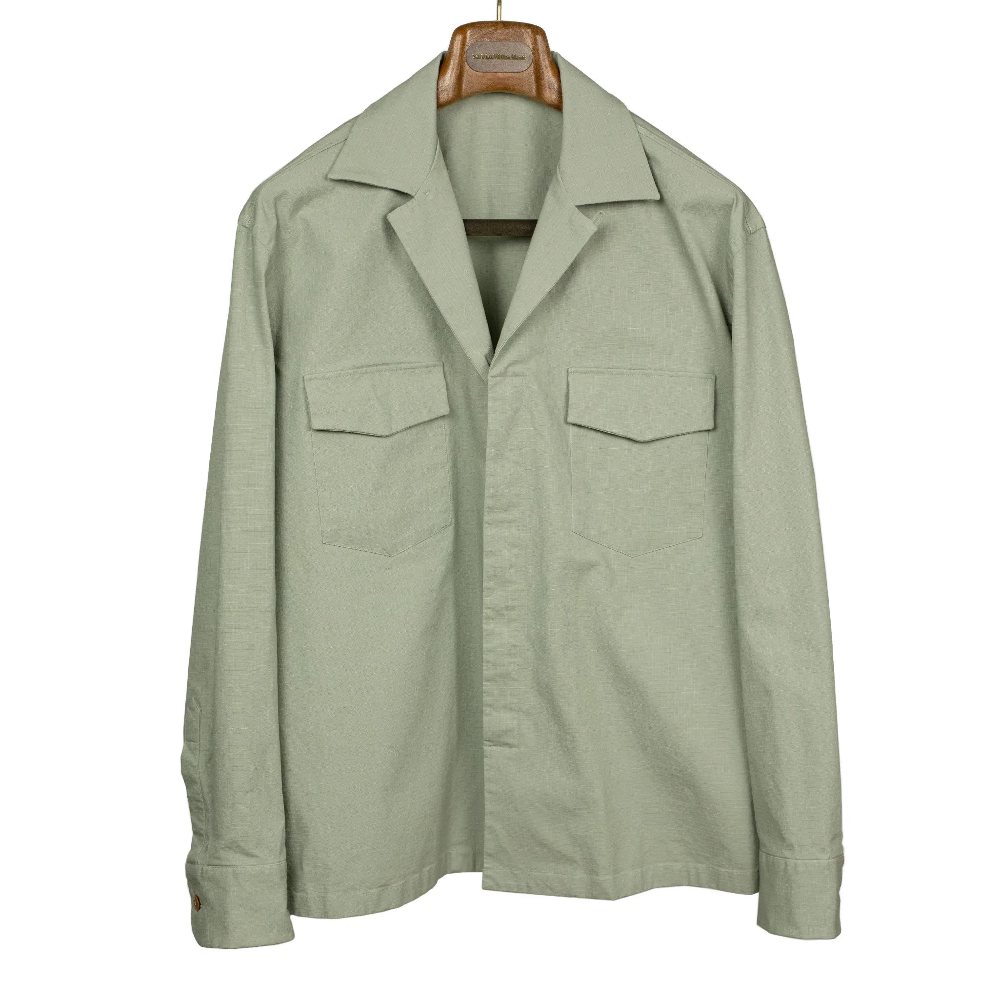 AAlgeri shirt jacket in light sage green cotton ripstop