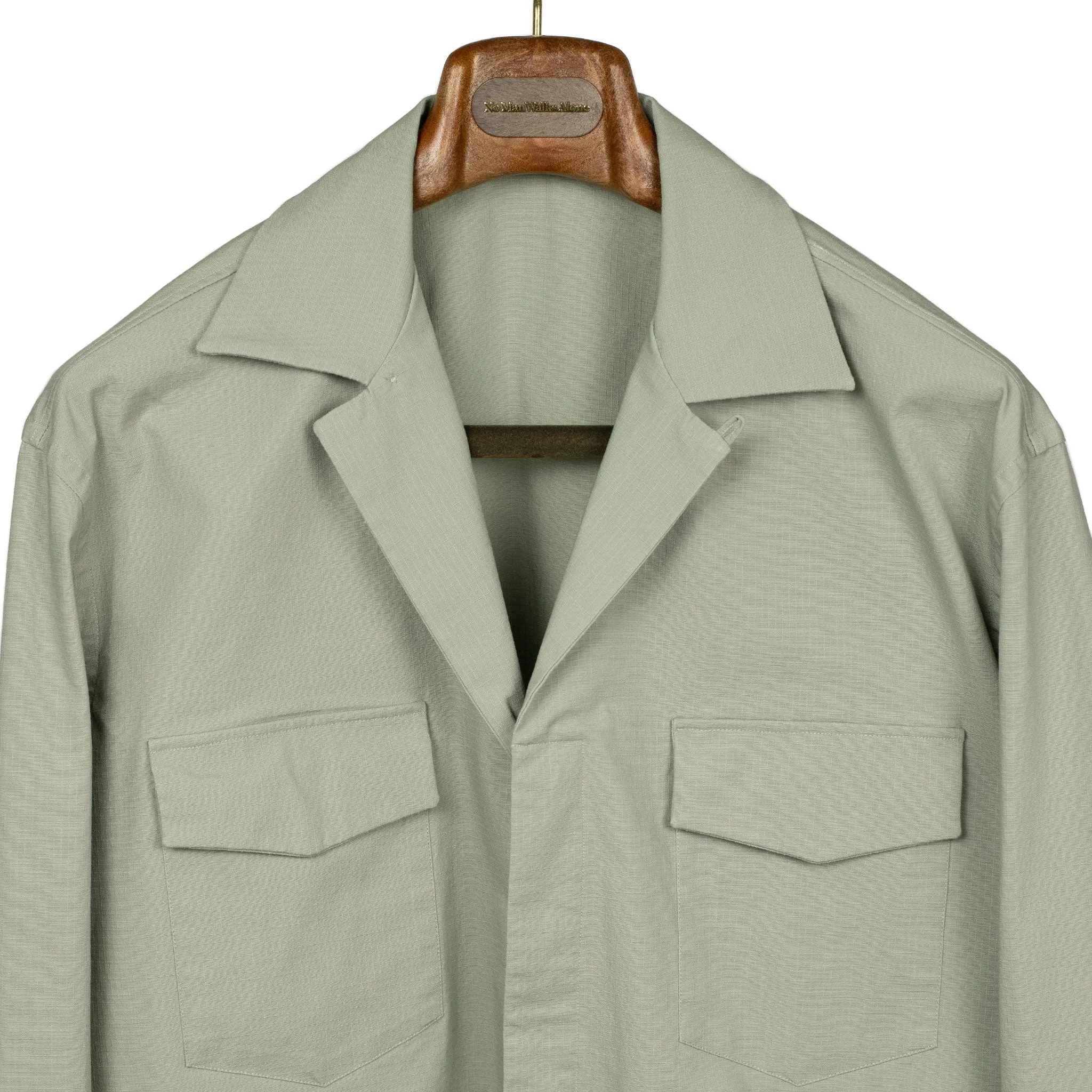 AAlgeri shirt jacket in light sage green cotton ripstop