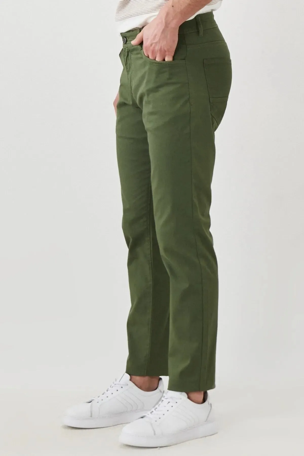 AC&Co Men's Classic Khaki Slim Fit Trousers