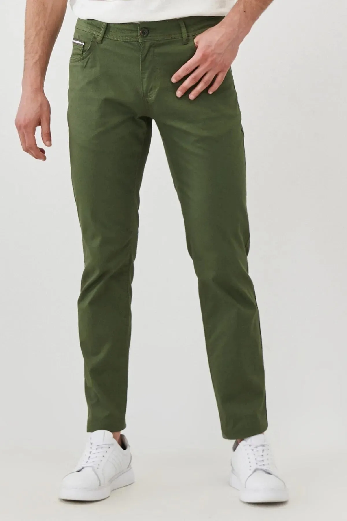 AC&Co Men's Classic Khaki Slim Fit Trousers