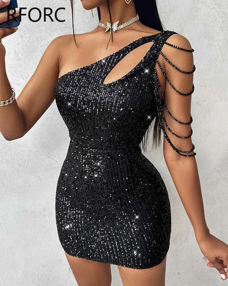 Bodycon mini Dress - One Shoulder Mini Dress 2024, Perfect Party dress