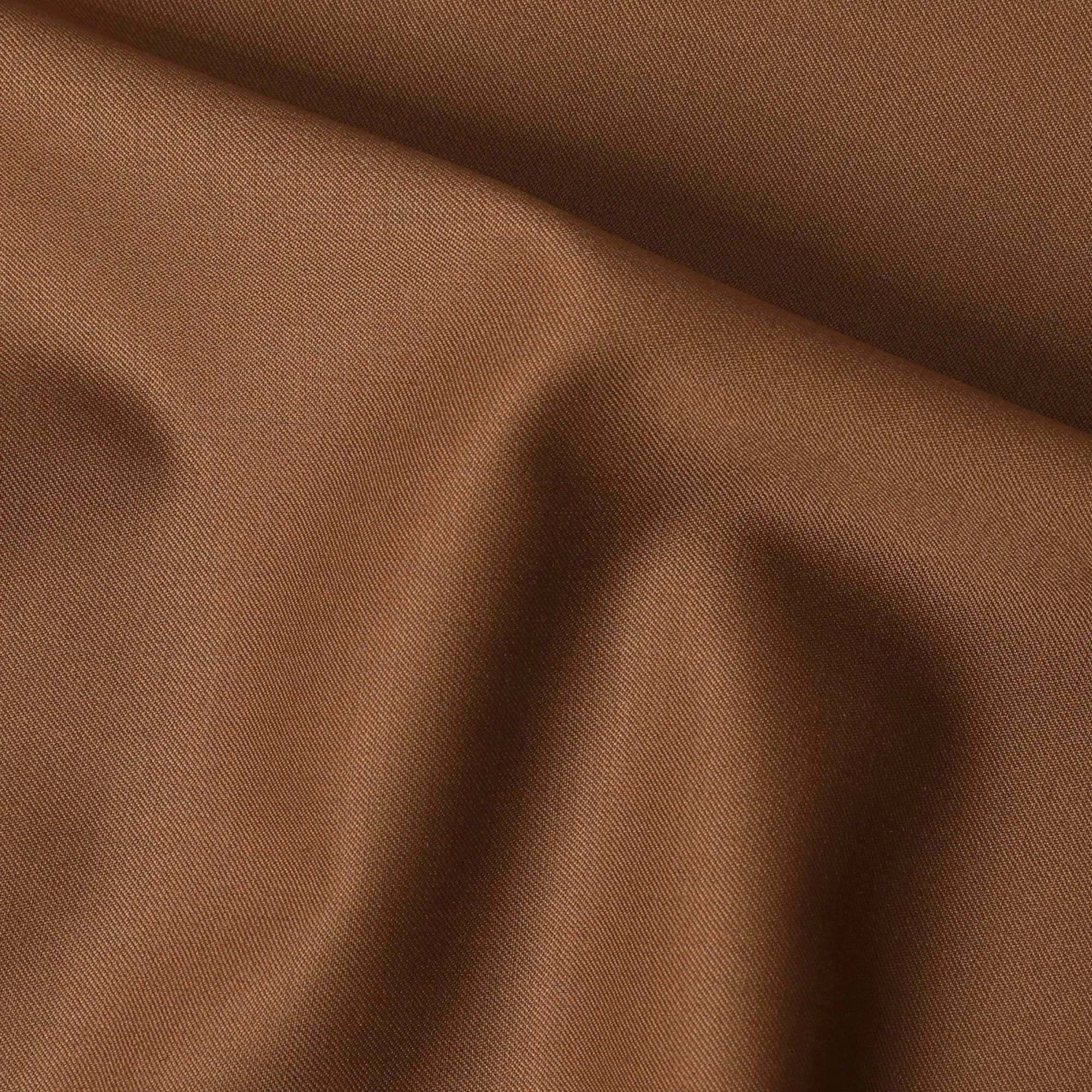 Caramel brown Plain Premium Super 140's wool and cashmere blended suiting fabric-D14696