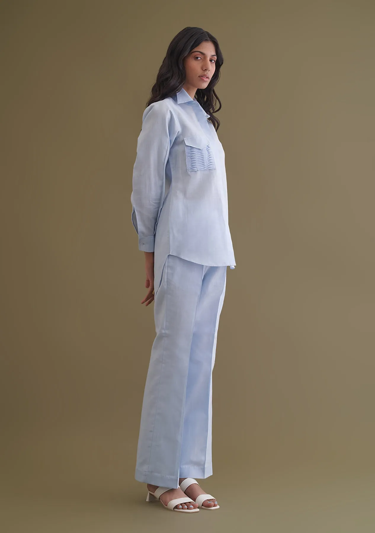 Comfortable Cotton Blue Co-ord set with Straight Pants