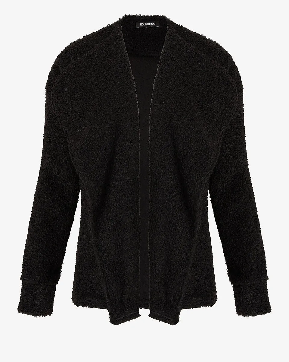 Cozy Sherpa Flyaway Jacket in Pitch Black