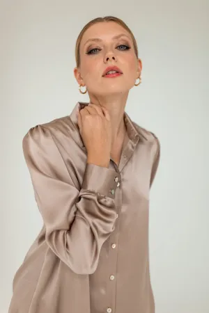 Enteliér Silk Shirt Taupe