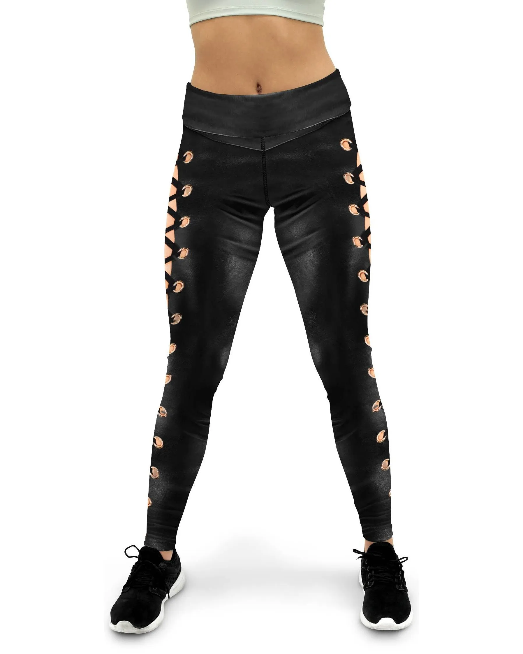 Faux Lace Up Yoga Pants