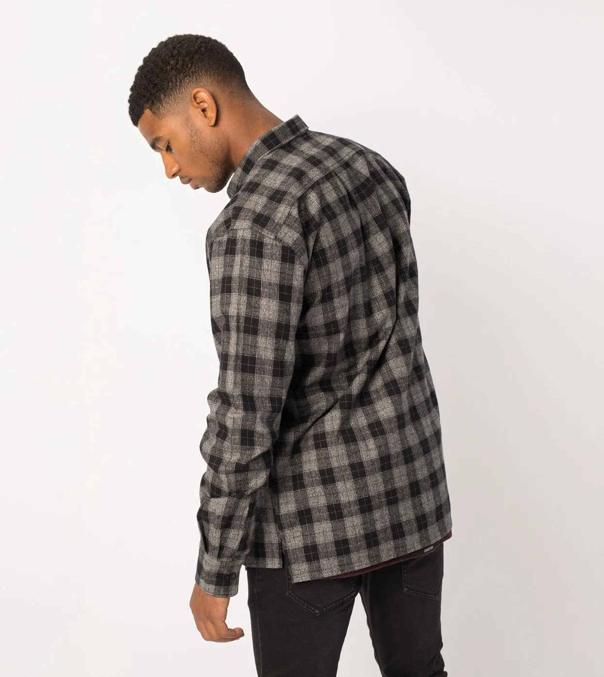 Flannel LS Shirt Black/Grey Marle - Sale