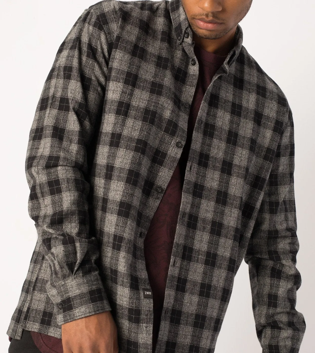 Flannel LS Shirt Black/Grey Marle - Sale