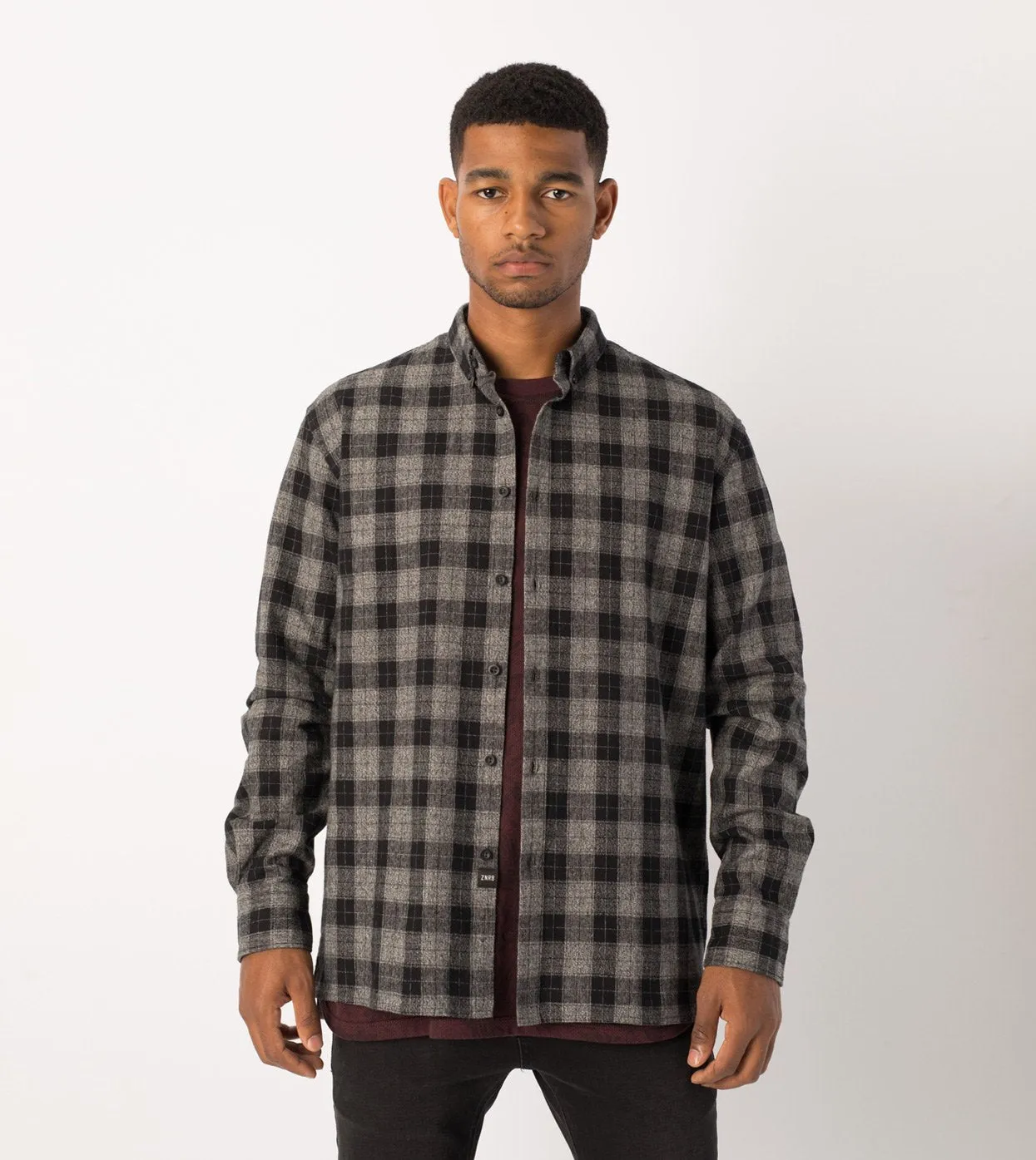 Flannel LS Shirt Black/Grey Marle - Sale