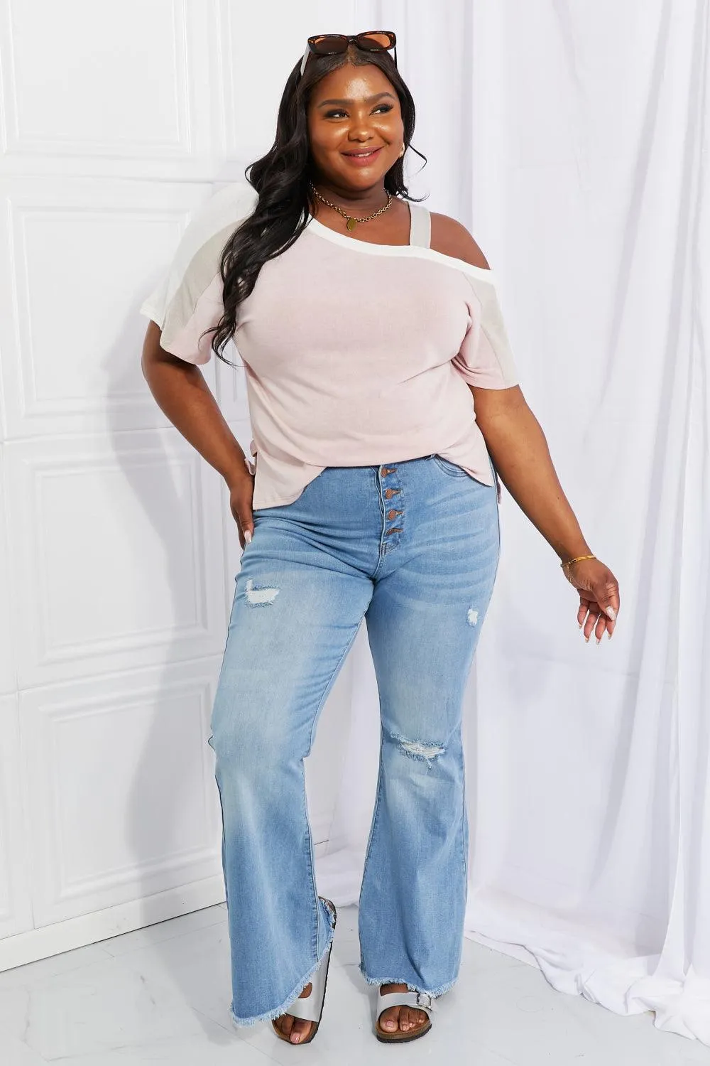 Full Size Cold Shoulder Tee