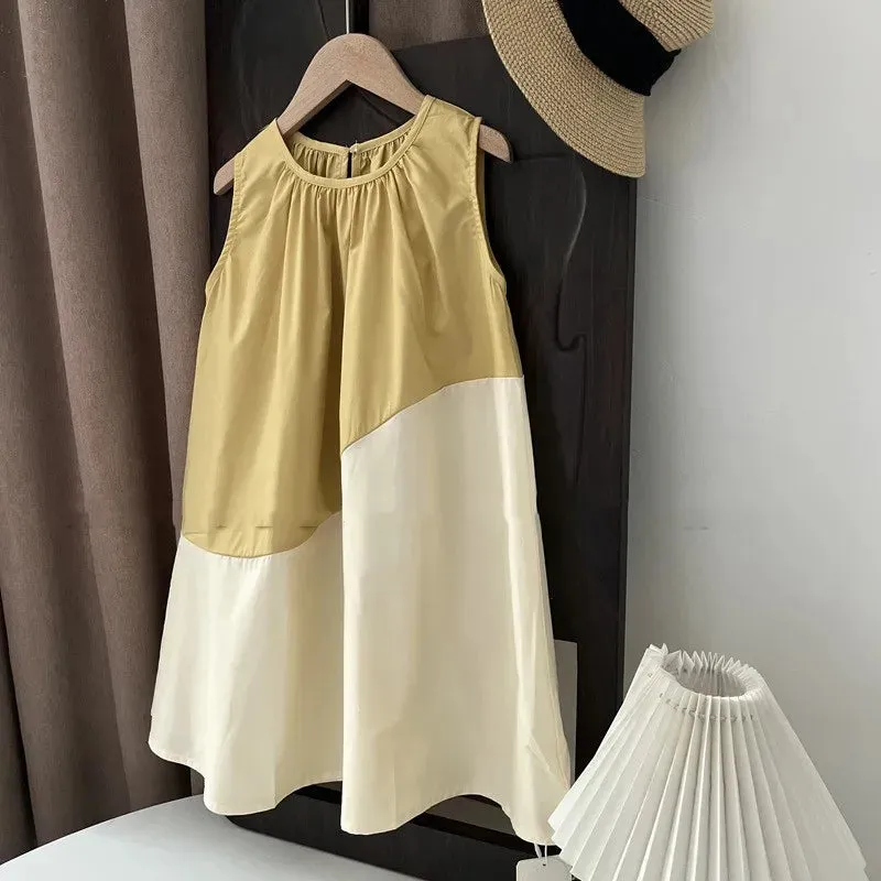 Girls' Summer Dresses Contrast Abstract Dress Individualized Vest Dress Children's Simple Fashion Dress Baby Kids Girls Clothing