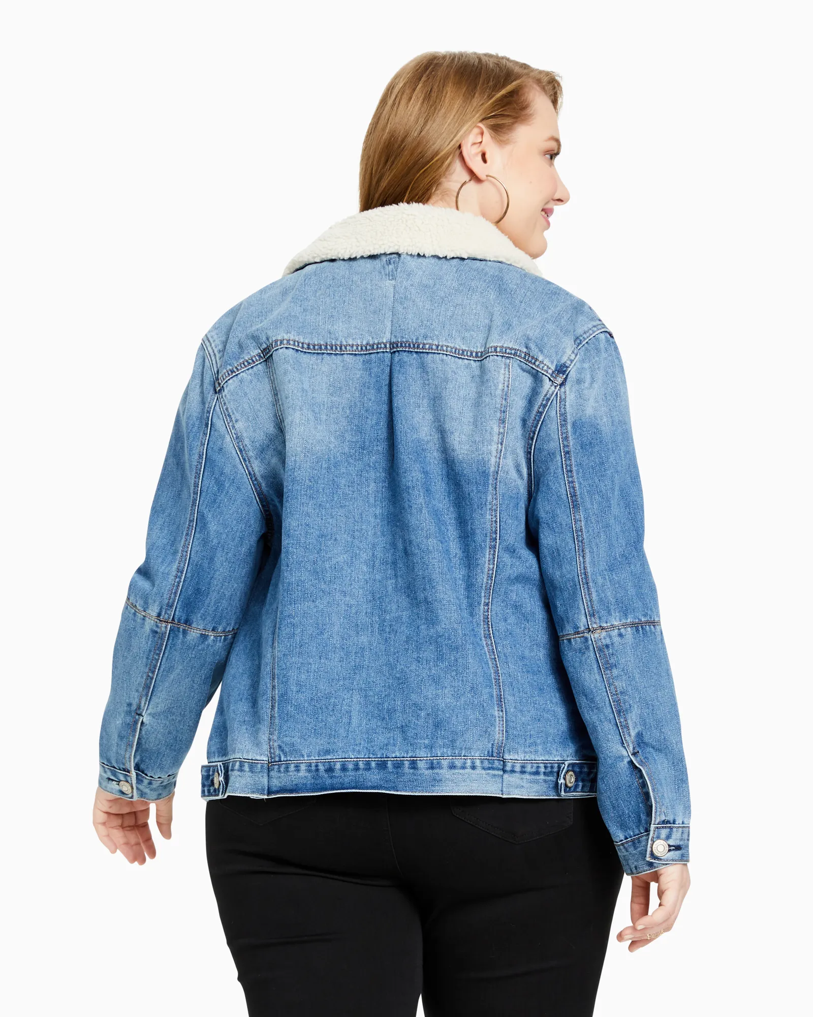 Kassia Sherpa Denim Jacket | Medium Wash