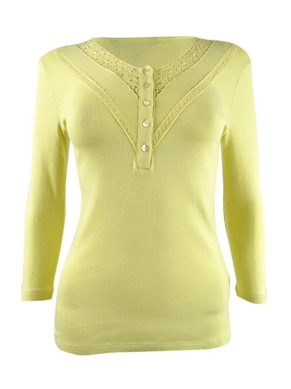 Lauren Ralph Lauren Lace-Trim Henley Top