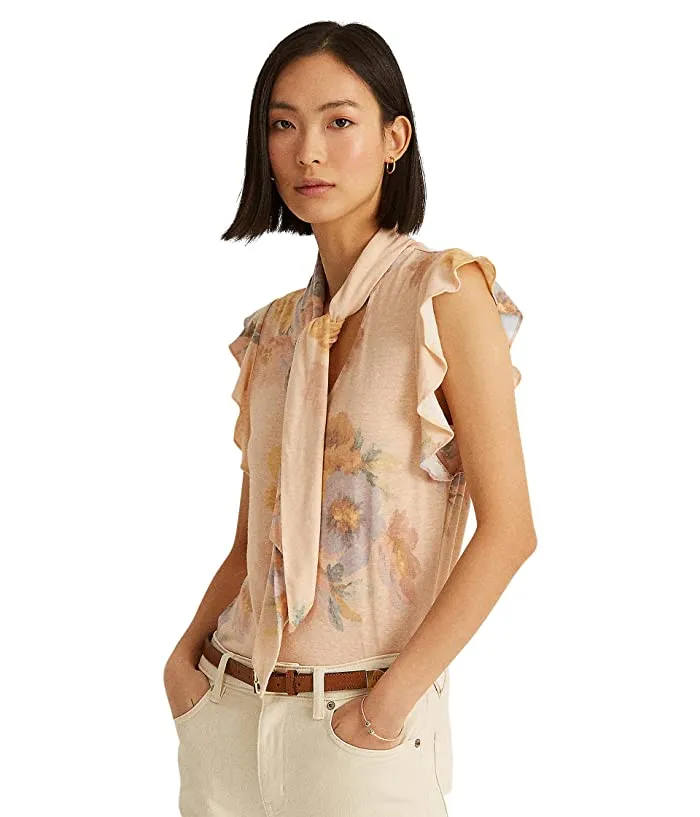 Lauren Ralph Lauren Women’s Floral Tie Neck Top