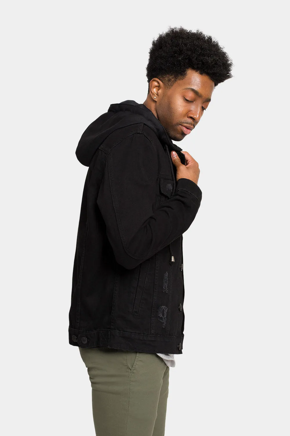 Layered Hooded Denim Jacket