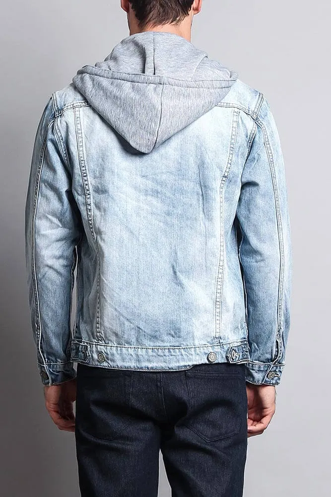 Layered Hooded Denim Jacket