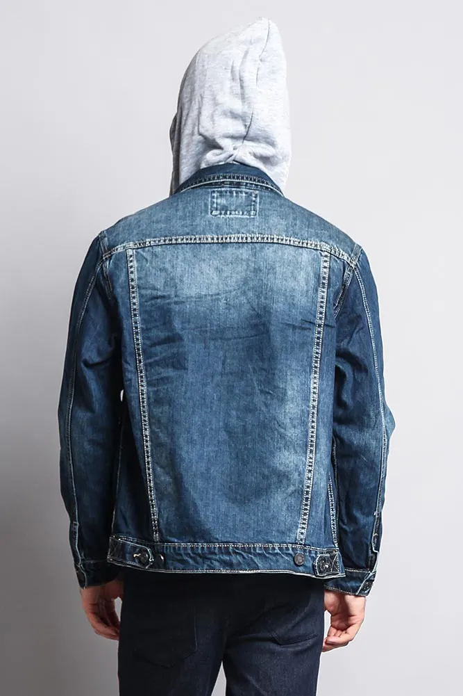 Layered Hooded Denim Jacket