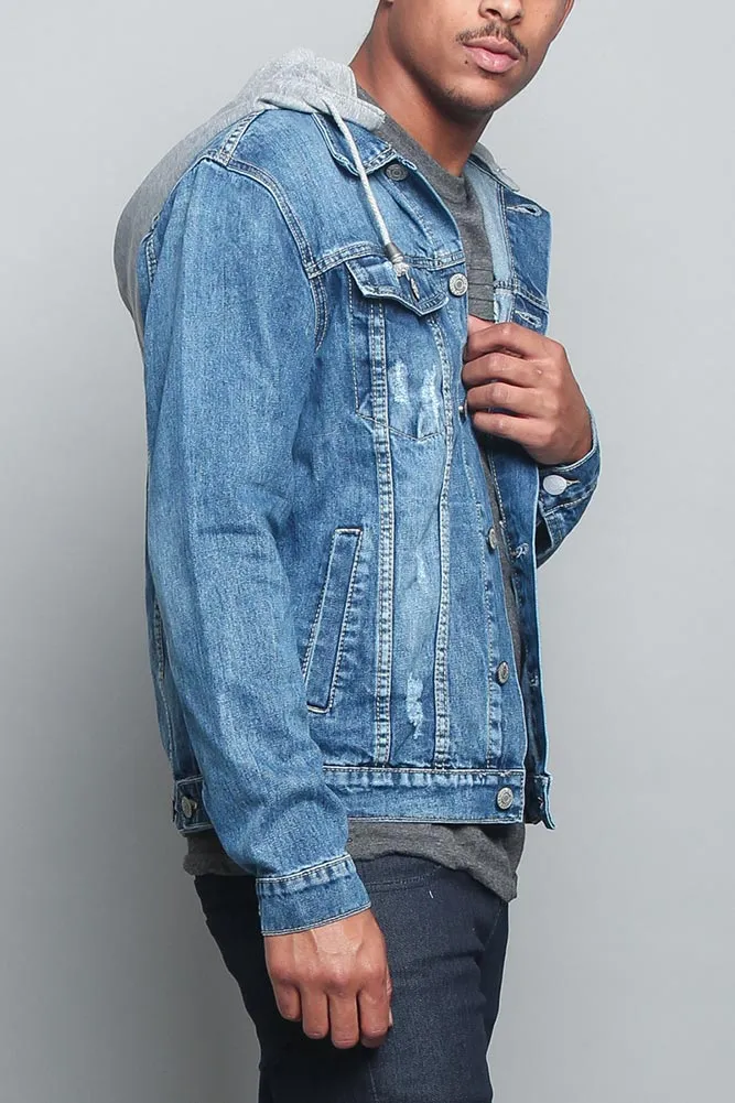 Layered Hooded Denim Jacket