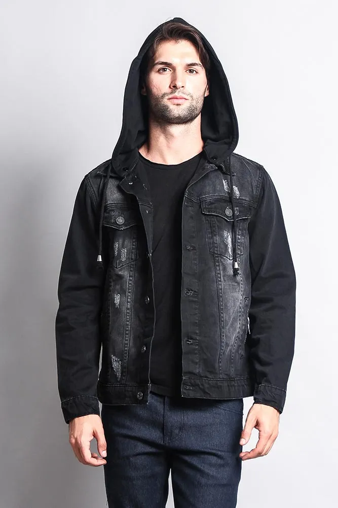 Layered Hooded Denim Jacket