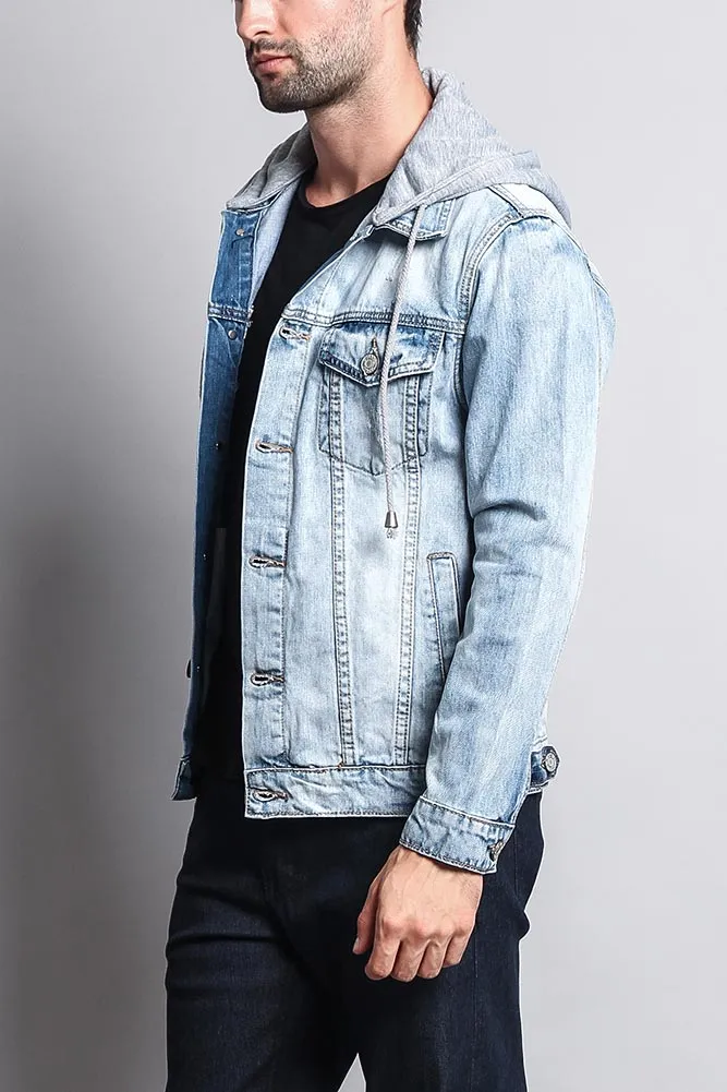 Layered Hooded Denim Jacket