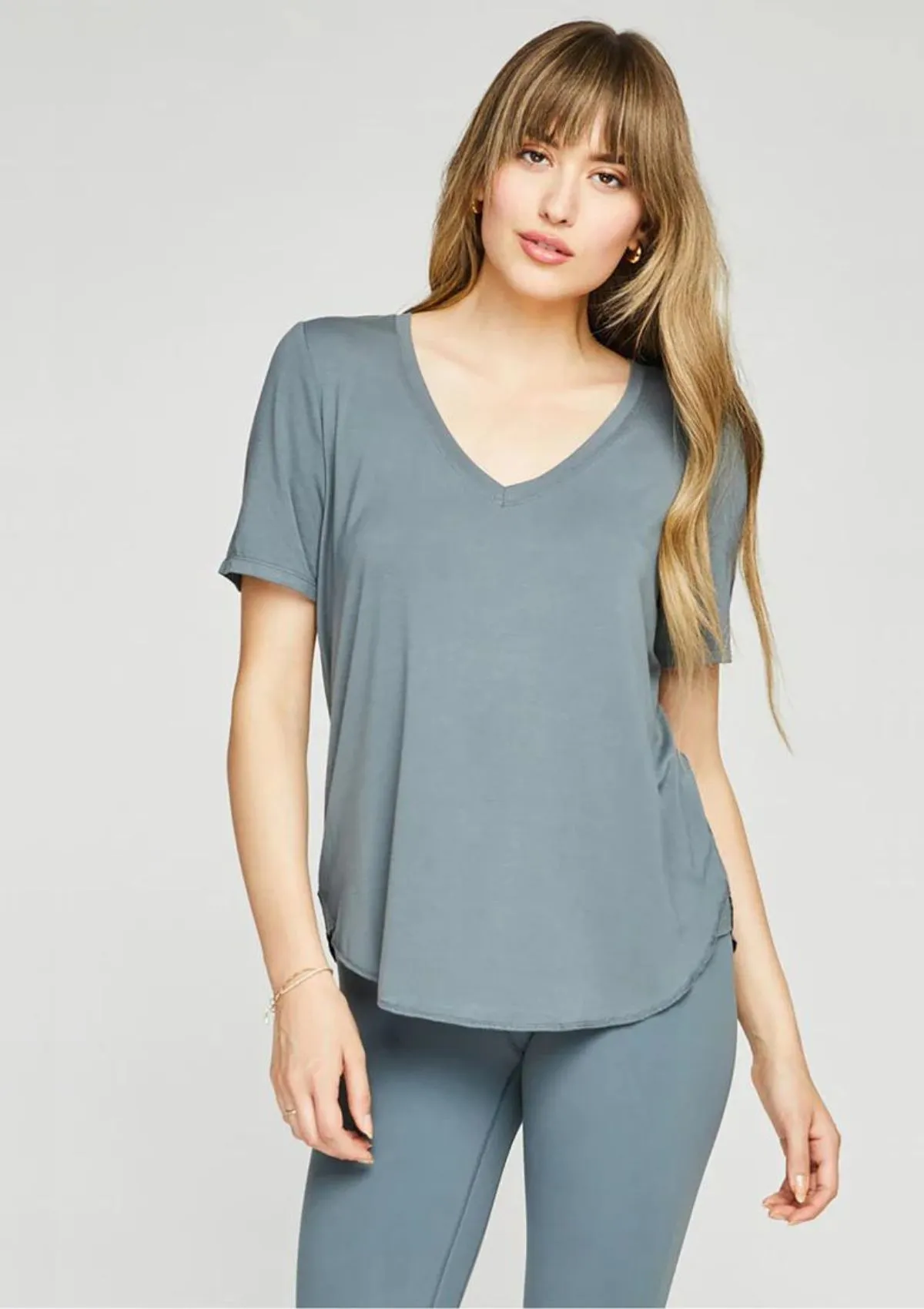 Lewis Tee Shirt With Tail Bottom - Slate