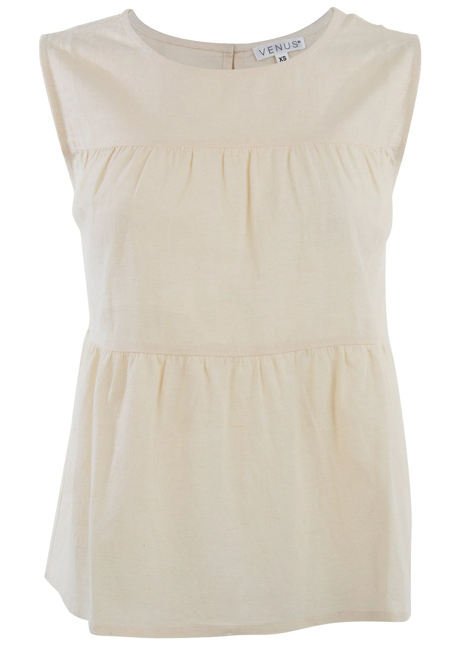 Linen Tiered Tank Top - Cream