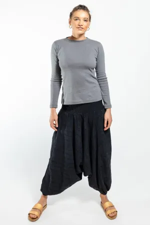 Low Crotch Pants Pintuck - Black