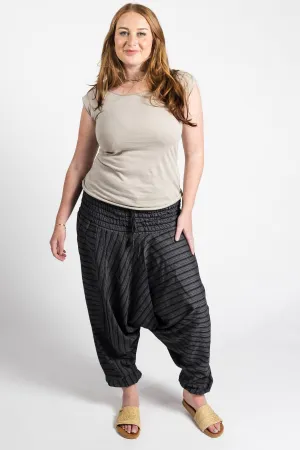 Low Crotch Pants - Striped Black