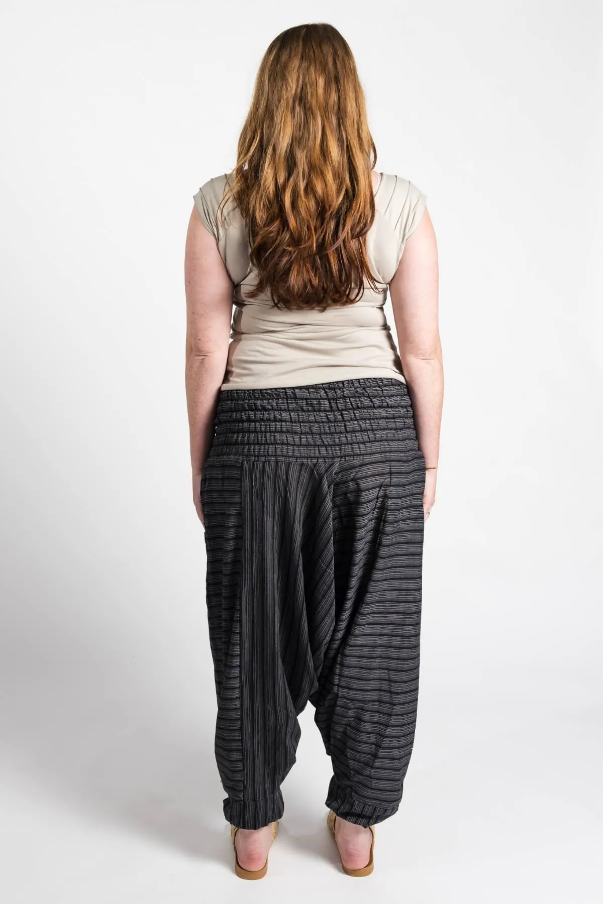 Low Crotch Pants - Striped Black