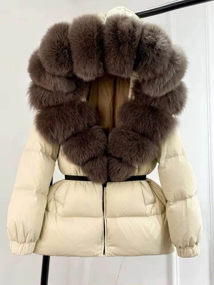 Luxury Women's Duck Down Jacket with Natural Fur - Ultimate Winter Warmth