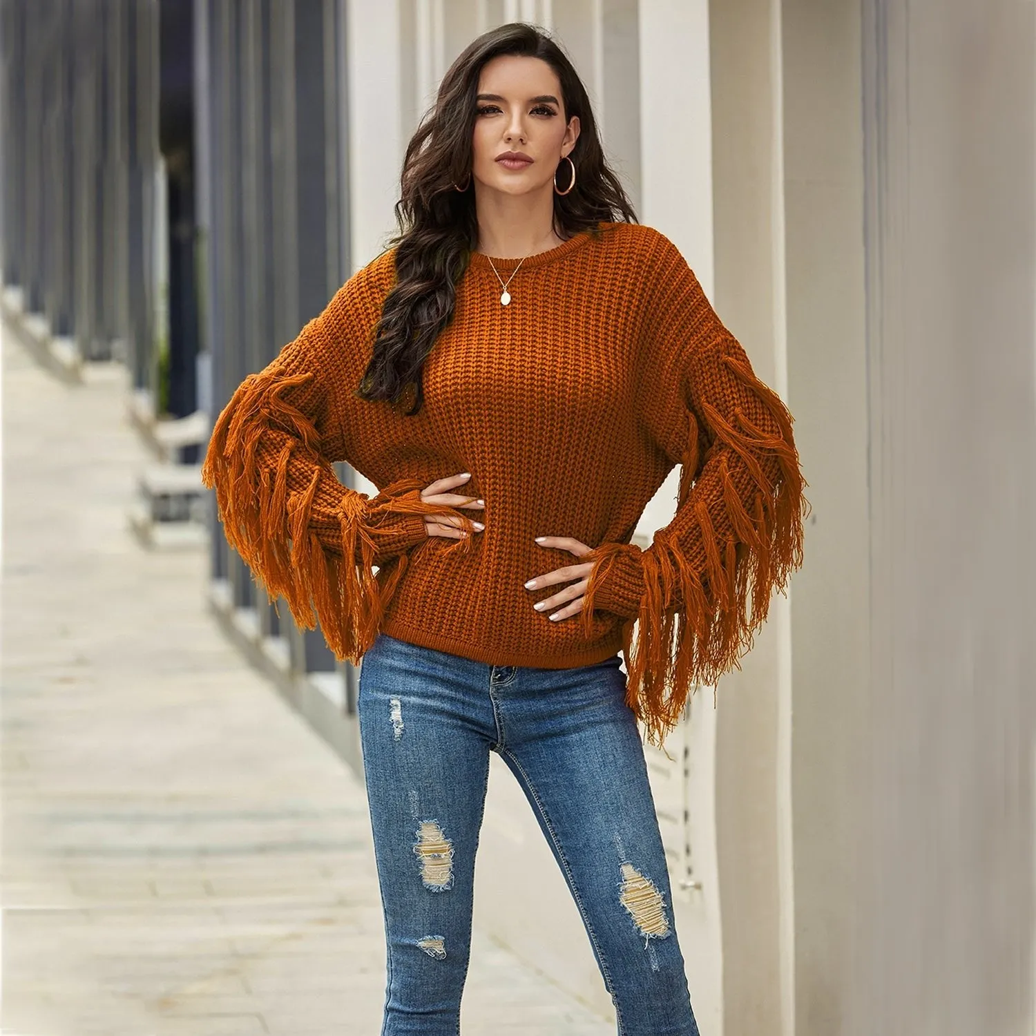 Luxy Moon Tassel Pullover Sweater For Women