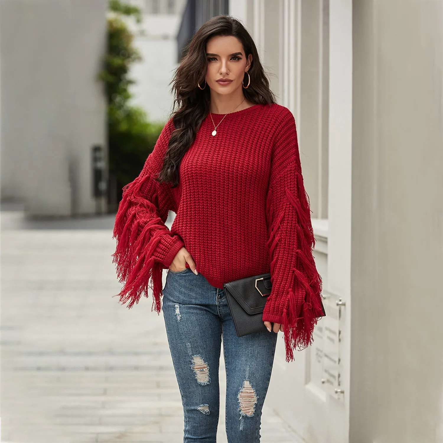 Luxy Moon Tassel Pullover Sweater For Women