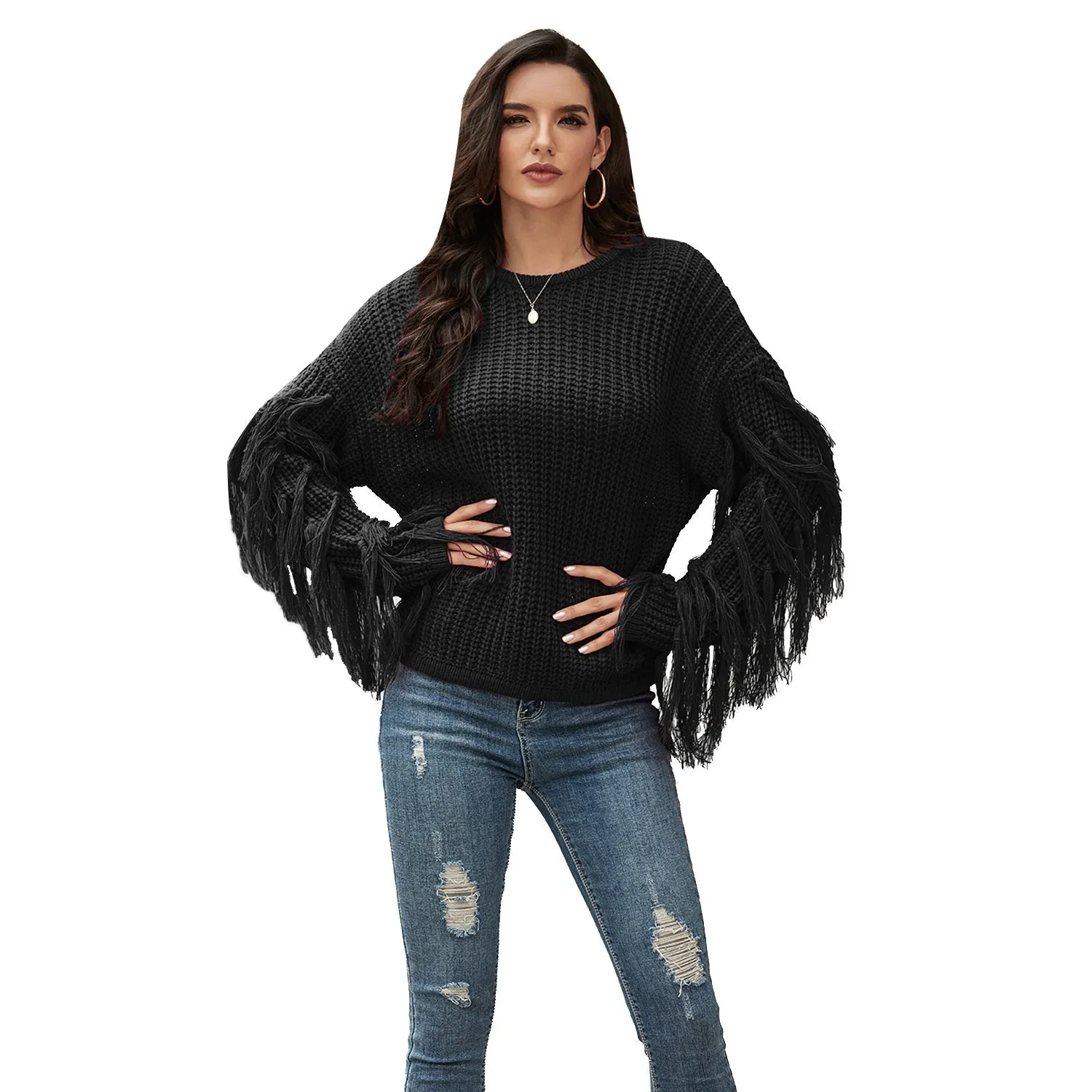 Luxy Moon Tassel Pullover Sweater For Women