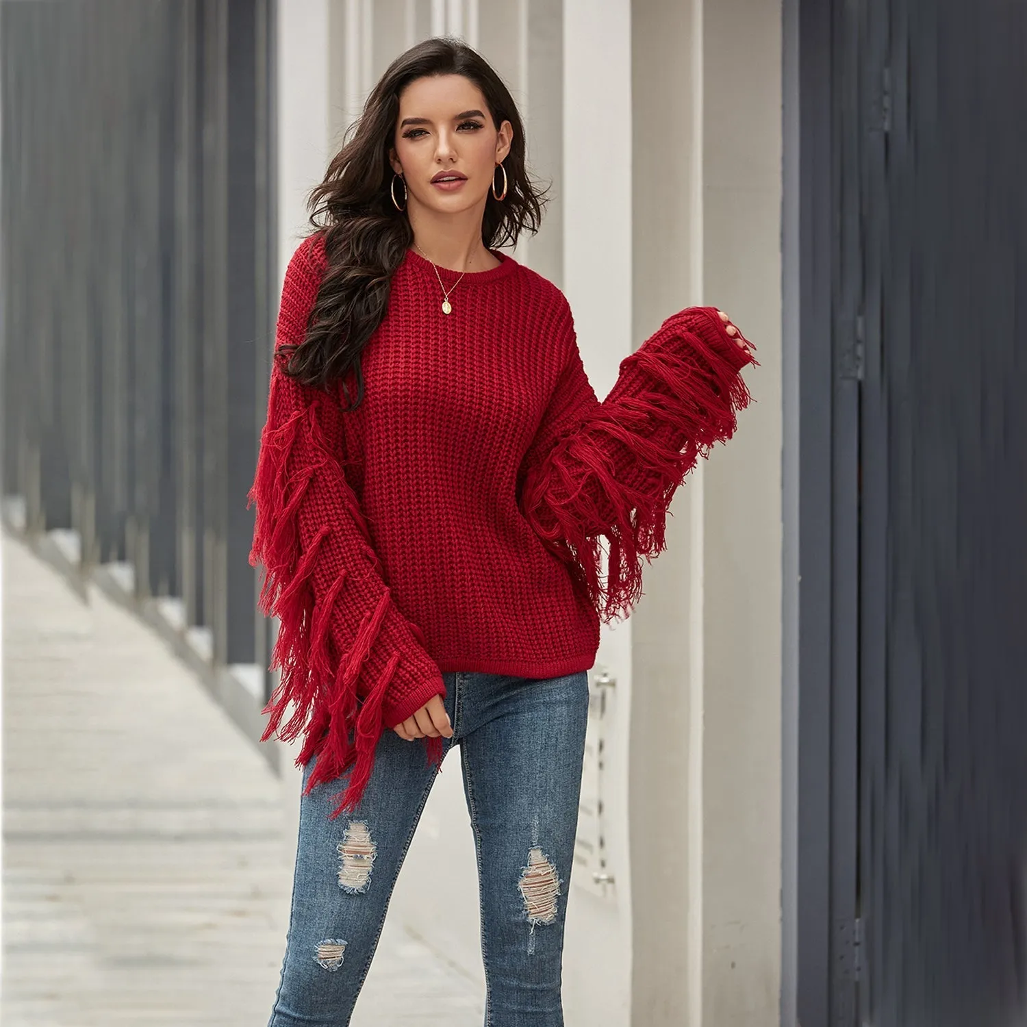 Luxy Moon Tassel Pullover Sweater For Women