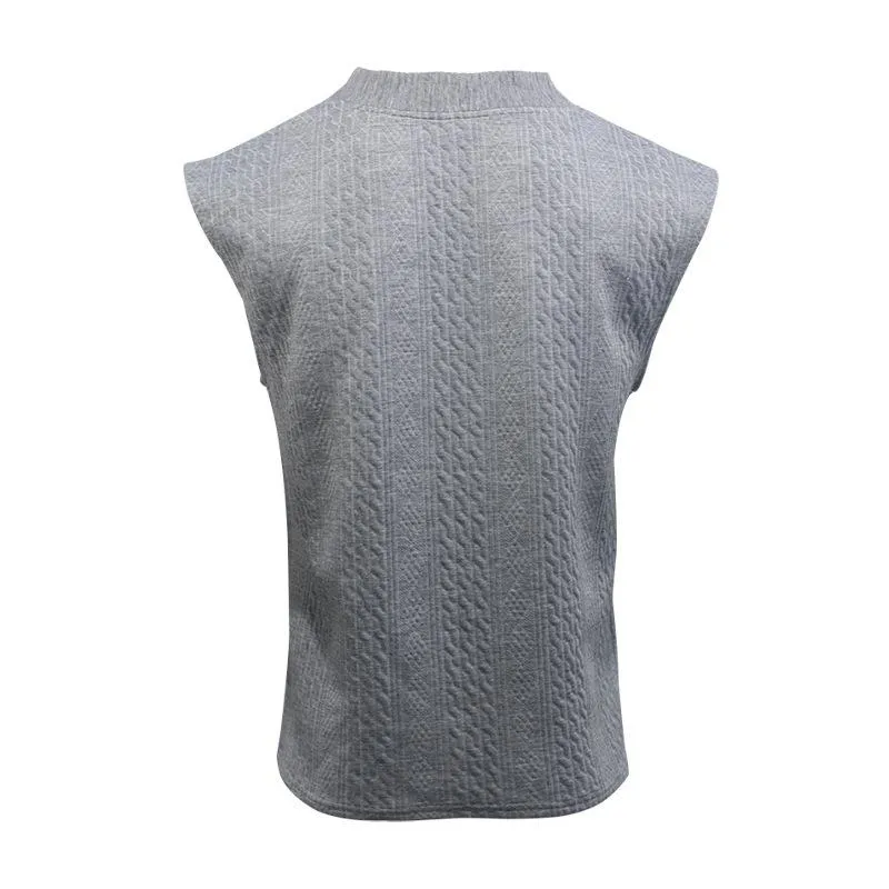 Men's Casual V-neck Loose Jacquard Sweater Sleeveless Vest 12597038L