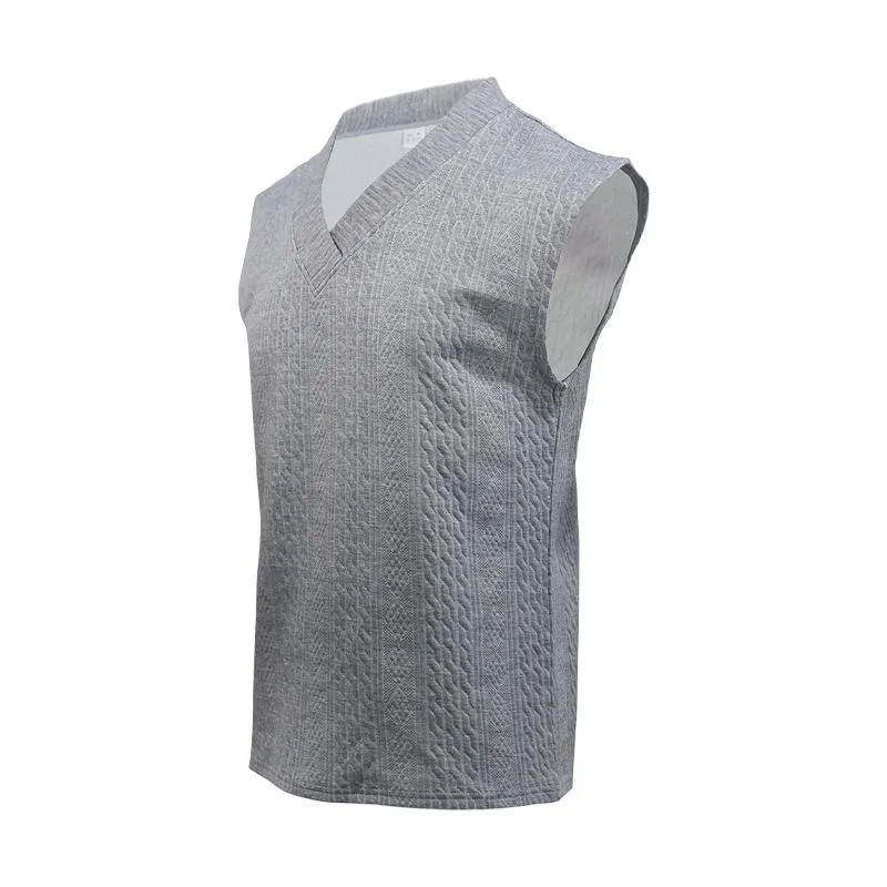 Men's Casual V-neck Loose Jacquard Sweater Sleeveless Vest 12597038L