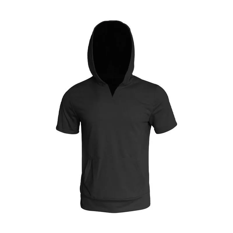 Men's Loose Casual Hoodie Sports Short Sleeve T-Shirt 01323485YM