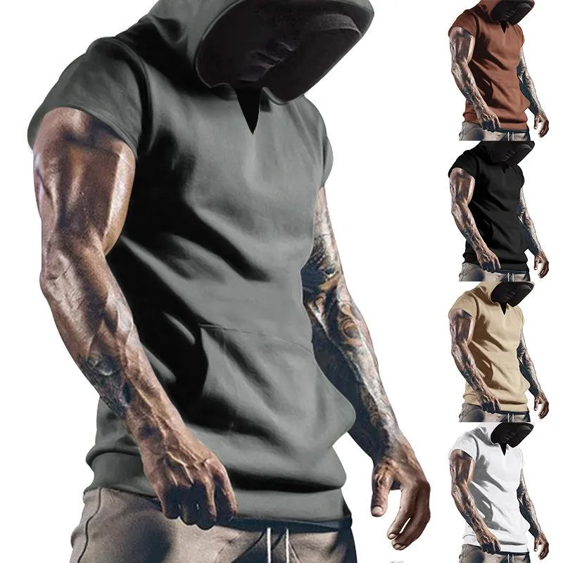 Men's Loose Casual Hoodie Sports Short Sleeve T-Shirt 01323485YM