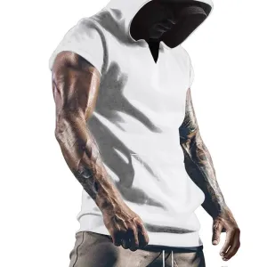 Men's Loose Casual Hoodie Sports Short Sleeve T-Shirt 01323485YM