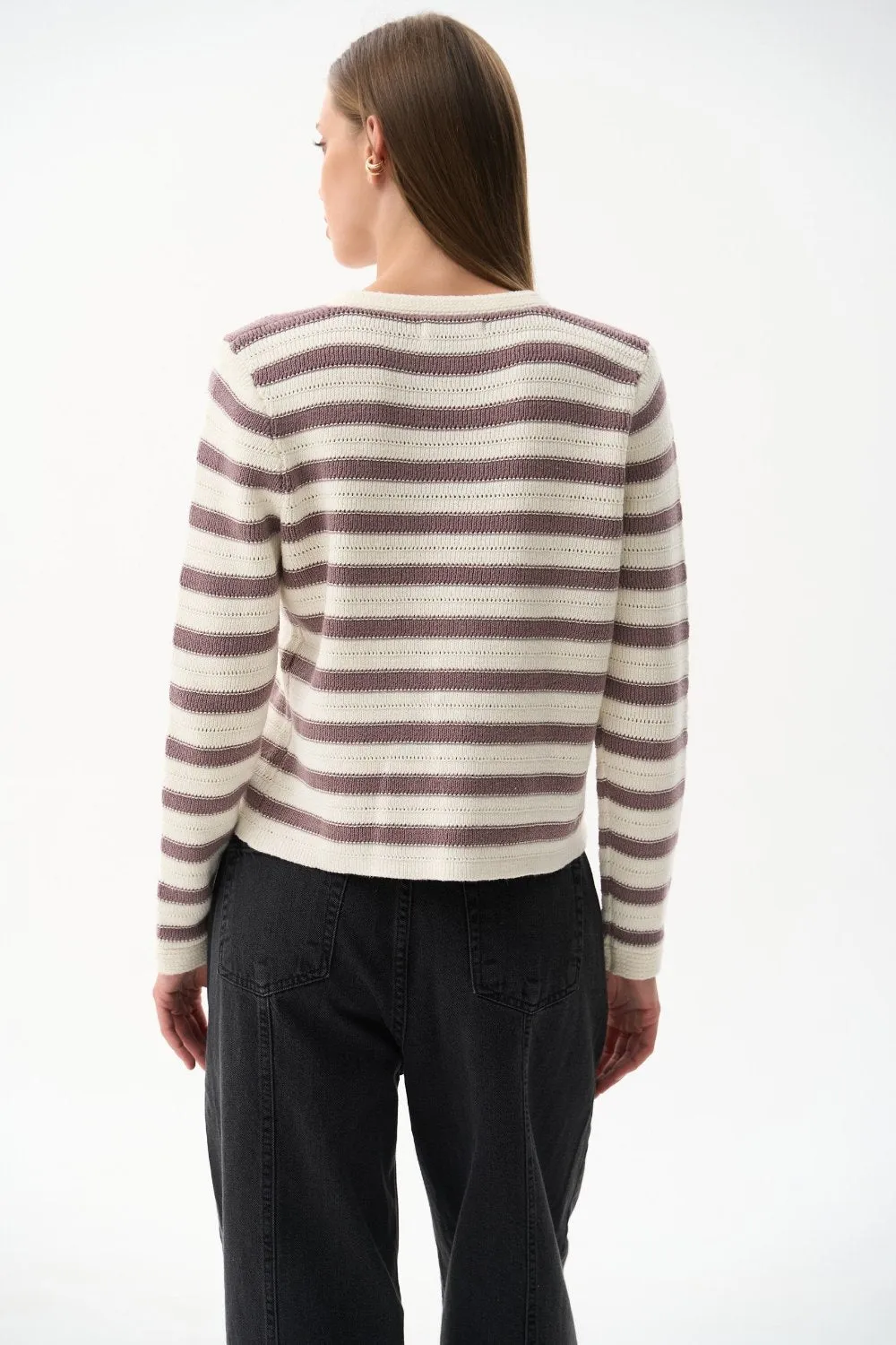 Milk Striped Knit Cardigan