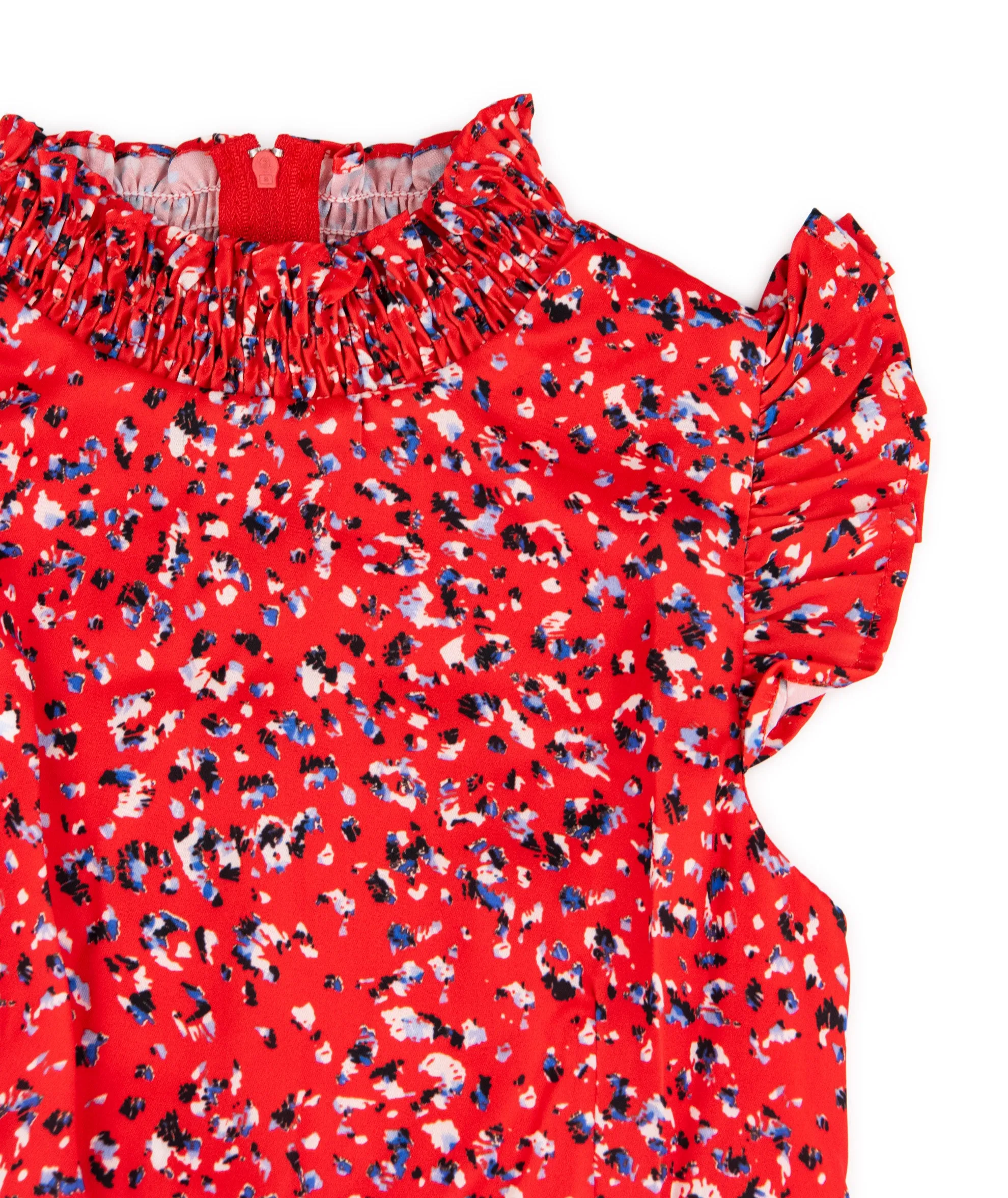 Miss Behave Girls Selena Ruffle Smocked Dress Red Floral