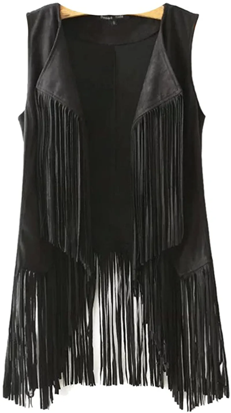 New Tassels Fringe Sleeveless Vest Cardigan Waistcoat Jacket Outwear Tops