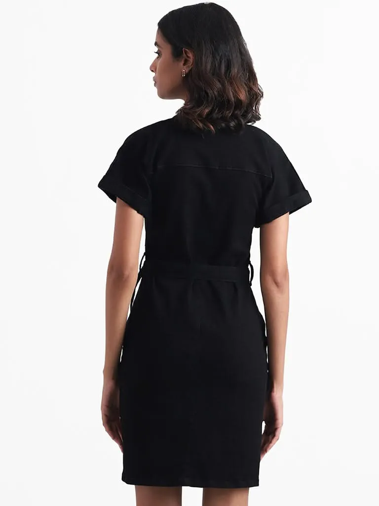 Nuon Solid Black Shirt Dress