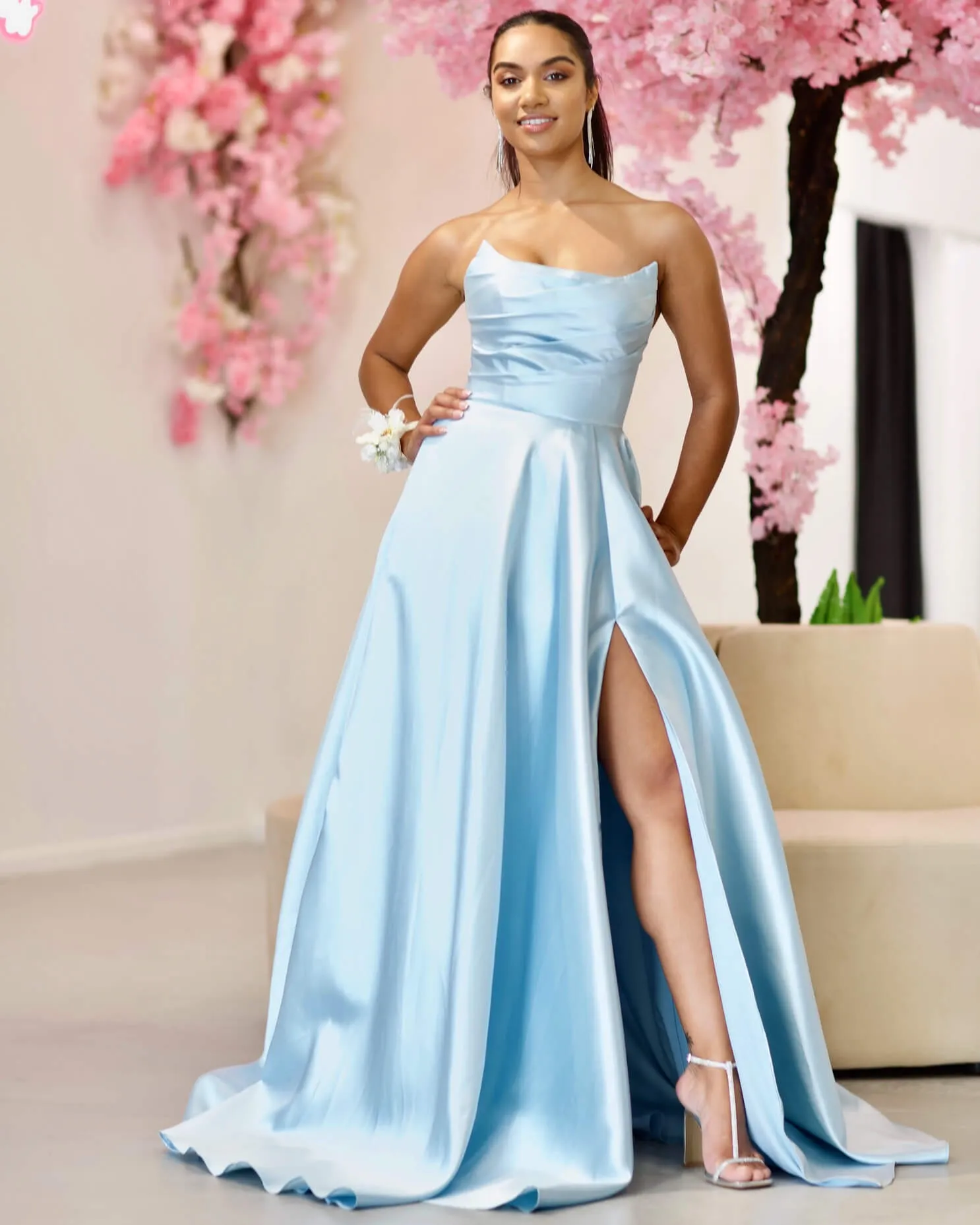 Paola Strapless Gown - Light Blue