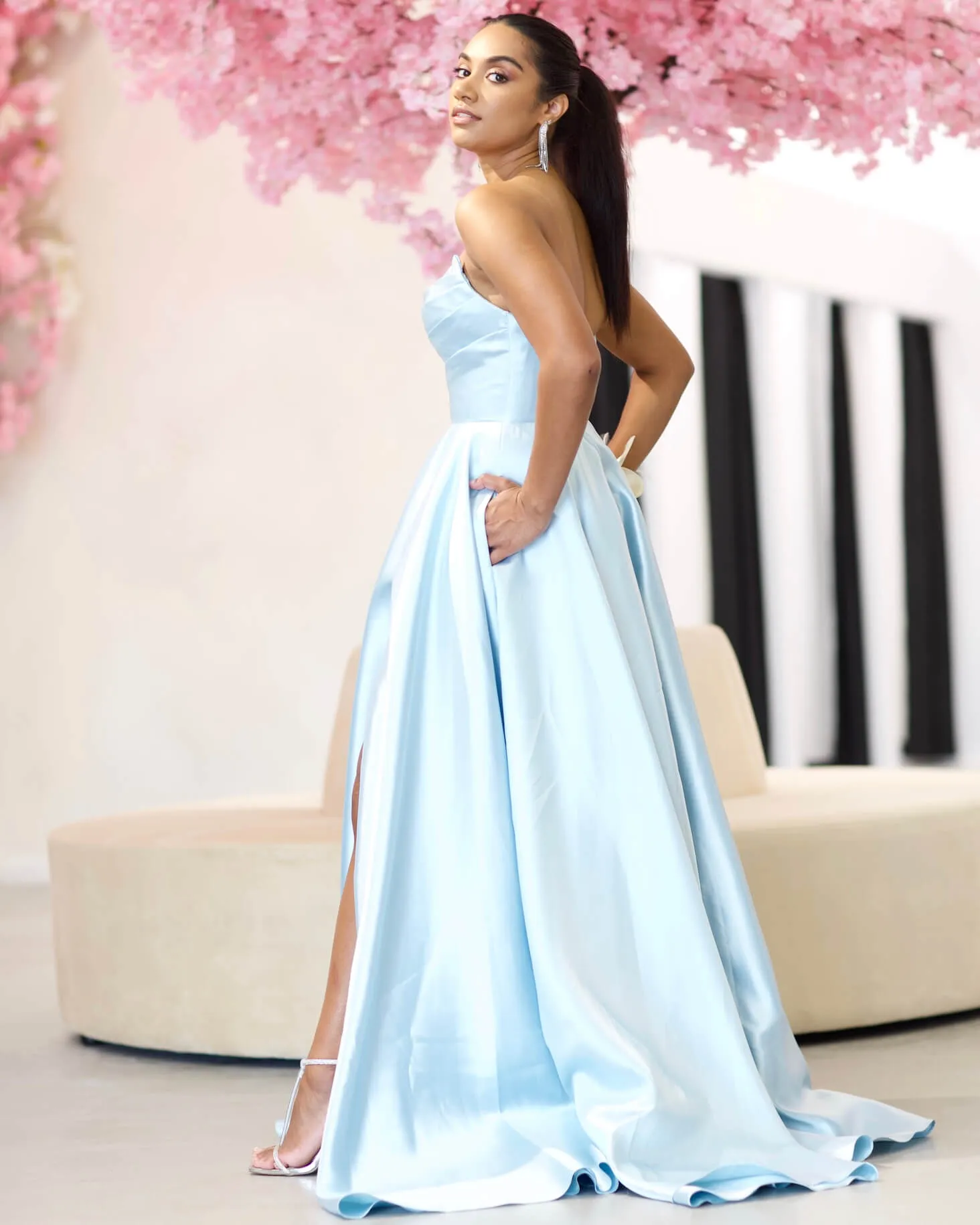 Paola Strapless Gown - Light Blue