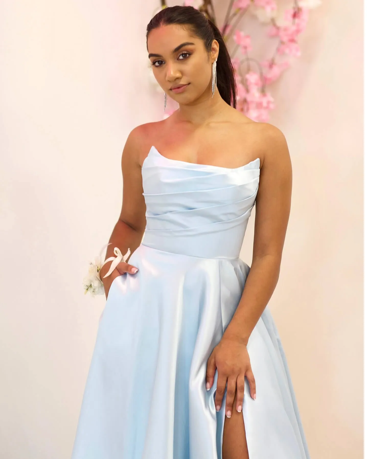 Paola Strapless Gown - Light Blue