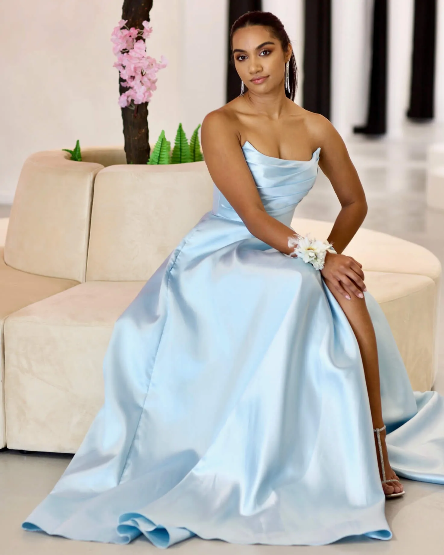 Paola Strapless Gown - Light Blue