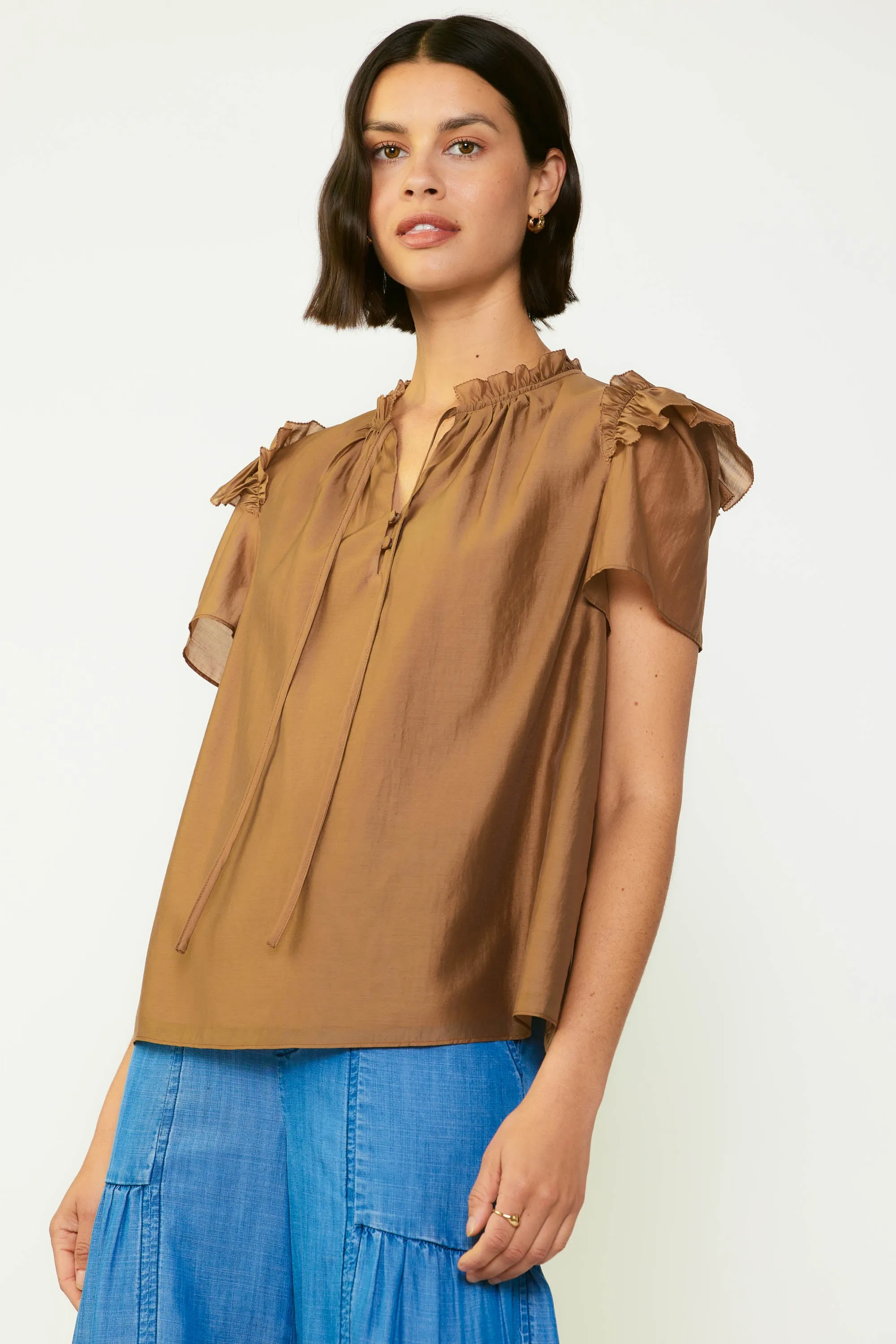 Ruffled Shoulder Blouse